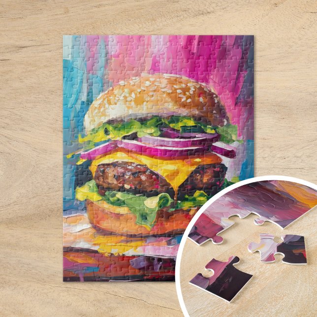 Quebra-cabeça Cheeseburger Colorful Modern Abstrato Art (Criador carregado)