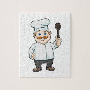Quebra-cabeça Chef com chapéu e colher de sopa de chef