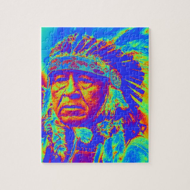 Quebra-cabeça Chefe de Pop de Arte Nativo Americano (Vertical)