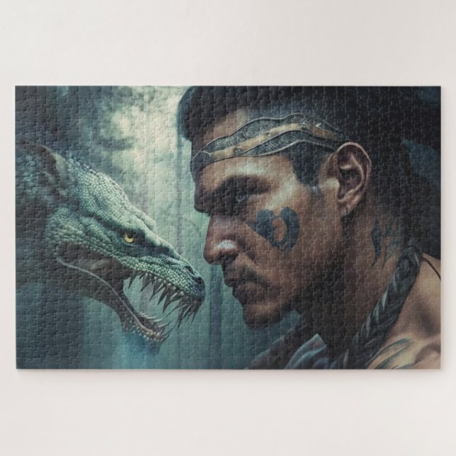 Quebra-cabeça Cherokee Warrior e Uktena (Horizontal)