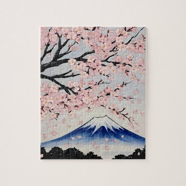 Quebra-cabeça Cherry Blossom and Mount Fuji Jigsaw Puzzle (Vertical)