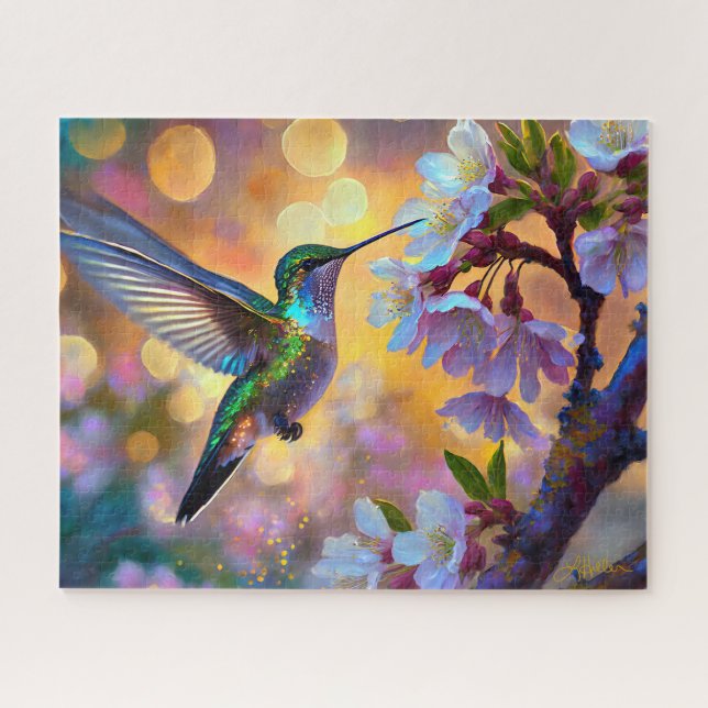 Quebra-cabeça Cherry Blossom Fantasy Hummingbird (Horizontal)