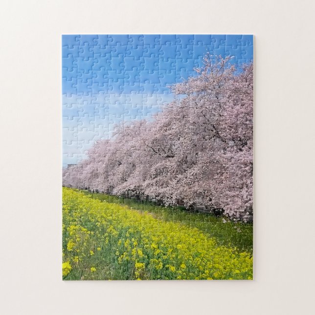 Quebra-cabeça Cherry Blossoms and Yellow Flowers (Vertical)
