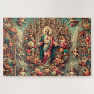Quebra-cabeça Cherub Angels Jesus Floral Collage