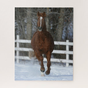 Quebra-cabeça Chestnut Trakehner Stallion Na Neve