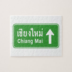 Quebra-cabeça Chiang Mai À Frente ⚠ Sinal De Tráfego Rodoviário