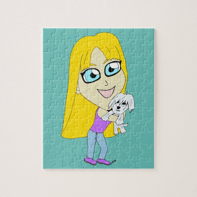 Quebra-cabeça Chibi com um cachorrinho (Vertical)