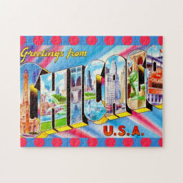 Quebra-cabeça Chicago 11x14 Colorful  Postcard Puzzle