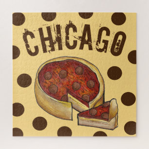 Quebra-cabeça Chicago Illinois Deep Dish Pepperoni Pizza