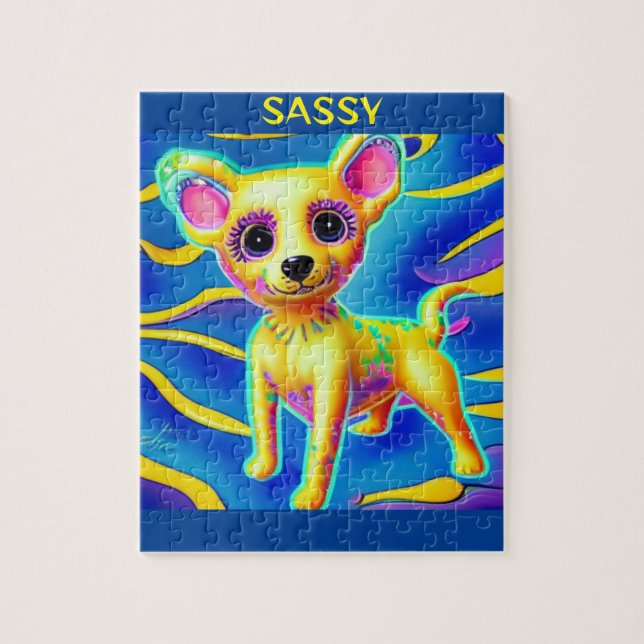 QUEBRA-CABEÇA CHIHUAHUA DOG COM NOME PERSONALIZADO (Vertical)