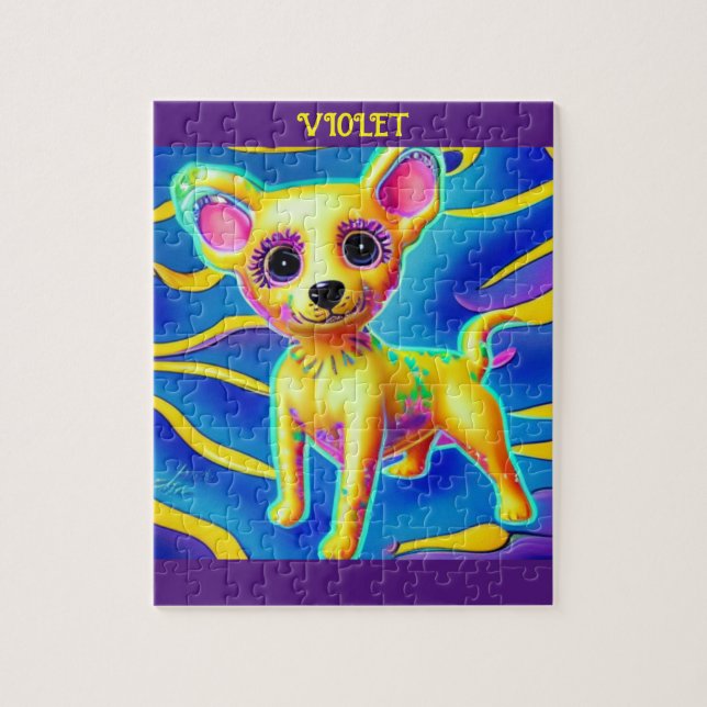 QUEBRA-CABEÇA CHIHUAHUA DOG COM NOME PERSONALIZADO (Vertical)