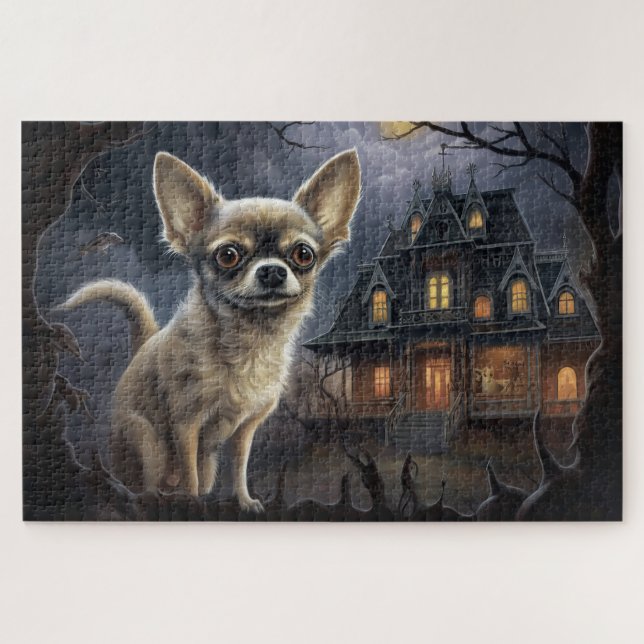 Quebra-cabeça chihuahua Halloween Assustador (Horizontal)