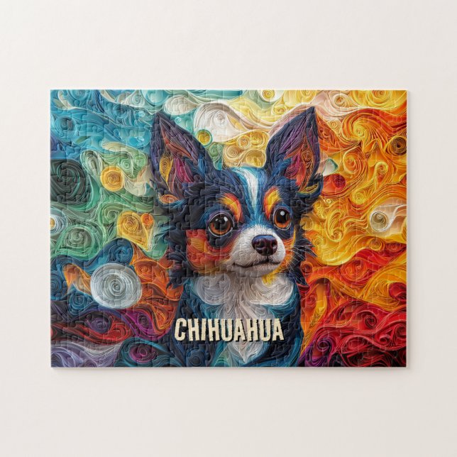 Quebra-cabeça Chihuahua Quilling Art Dog Portrait (Horizontal)