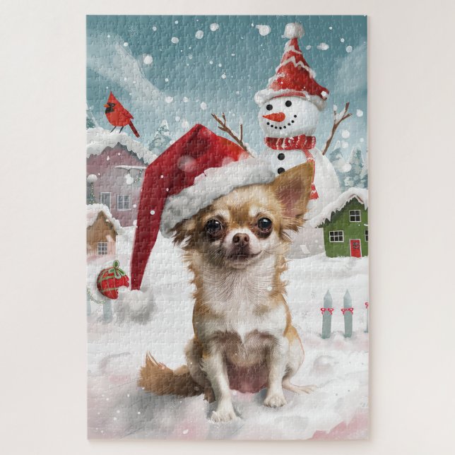 Quebra-cabeça Chihuahua Winter Wonderland Natal Joy (Vertical)