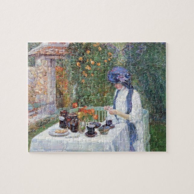 Quebra-cabeça Childe Hassam - o grupo de chá de Terre-Cuits (Horizontal)