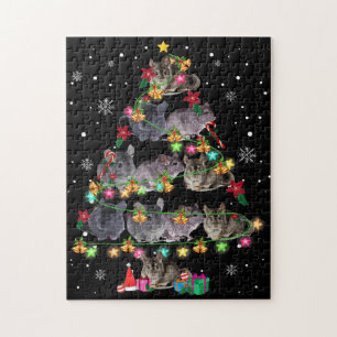 Quebra-cabeça Chinchilla Árvore de Natal Roedores Engraçados Ao