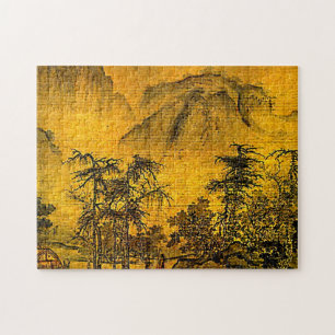 Quebra-cabeça chinês antigo da pintura de paisag