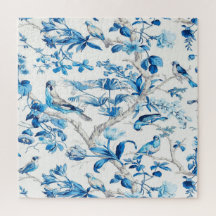 Chinoiserie azul e branca
