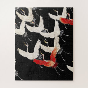 Quebra-cabeça Chinoiserie Grou Voador Zen Kimono Minimalista Art
