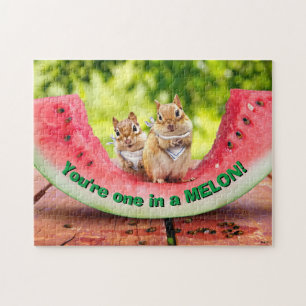 Quebra-cabeça Chipmunks Eating Watermelon