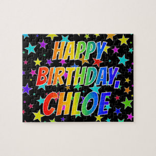 Quebra-cabeça "CHLOE" Primeiro Nome, Diversão "FELIZ ANIVERSÁR