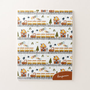Quebra-cabeça Choo Choo Train Patterno Nome Criança Pequena