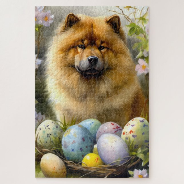 Quebra-cabeça Chow Chow com Feriado de Ovos de Páscoa (Vertical)