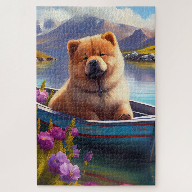 Quebra-cabeça Chow Chow em uma Canoa: Uma Aventura Cênica (Vertical)