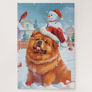 Quebra-cabeça Chow Chow Winter Wonderland Natal Joy