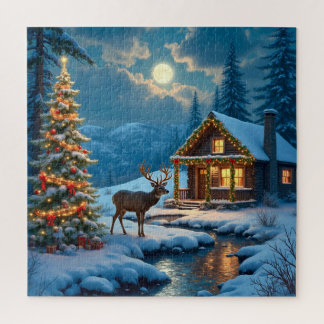 Quebra-cabeça  Christmas cabin art jigsaw puzzle