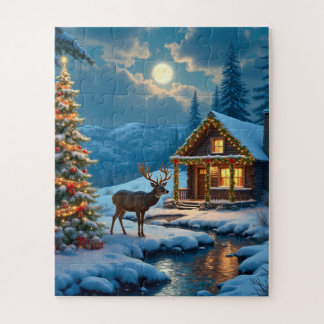 Quebra-cabeça  Christmas cabin snow art jigsaw puzzle