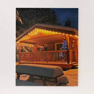 Quebra-cabeça  Christmas cabin snow night jigsaw puzzle