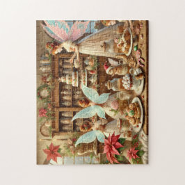 Quebra-cabeça Christmas Fairy Kitchen Holiday Baking Fairies