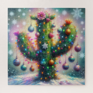 Quebra-cabeça Christmas Saguaro Cactus Whimsical Desert