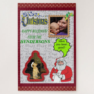 Quebra-cabeça Christmas Santa & Tree Add Photos Large