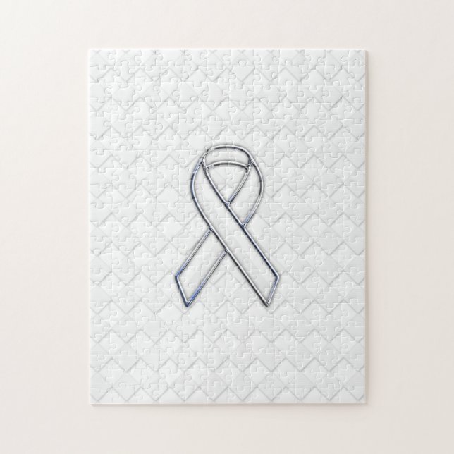 Quebra-cabeça Chrome White Ribbon Awarting on Checkers Impressão (Vertical)