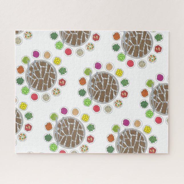 Quebra-cabeça Churrasco coreano Barbecue - Comida de Banchan tor (Horizontal)