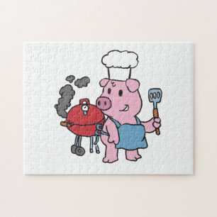Quebra-cabeça churrasco de fazer de porco  escolher cor de fundo