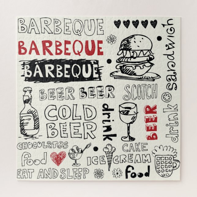Quebra-cabeça Churrasco Louco: Arte de Rabisco (Vertical)