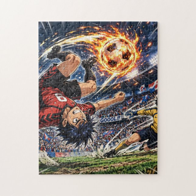Quebra-cabeça Chute de Bicicleta no Anime de Futebol (Vertical)