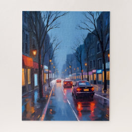 Quebra-cabeça Chuva em Boston | Rua do Centro da Cidade Massachu