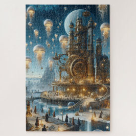 Quebra-cabeça Cidade Antiga Futurística Steampunk com medusa