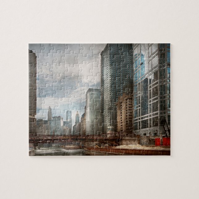 Quebra-cabeça Cidade - Chicago, IL - Construindo uma nova cidade (Horizontal)