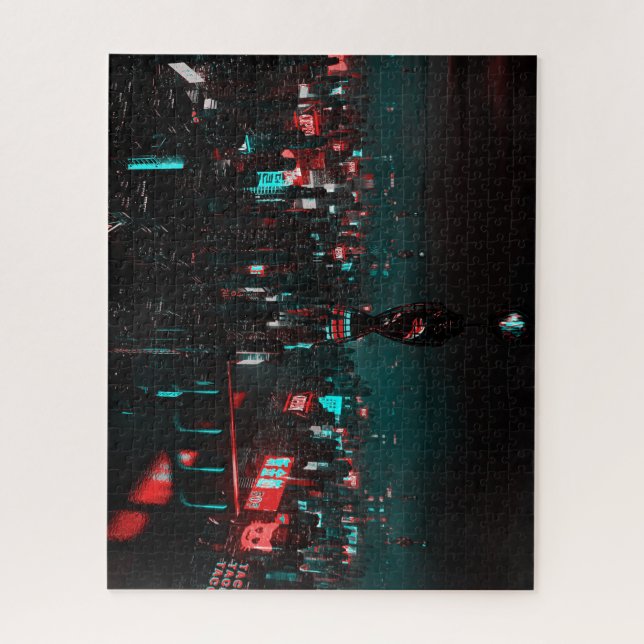 Quebra-cabeça Cidade Cibernética Escura (Vertical)