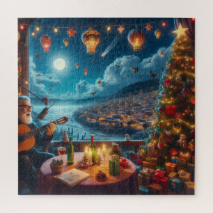 Quebra-cabeça Cidade Costeira do Acionista Festivo Feliz Navidad
