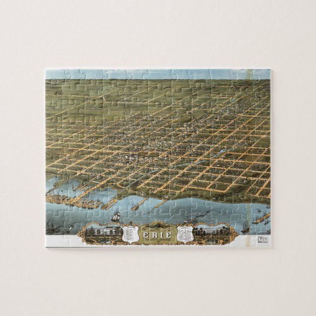 Quebra-cabeça Cidade da opinião de olho de pássaro de Erie (Horizontal)