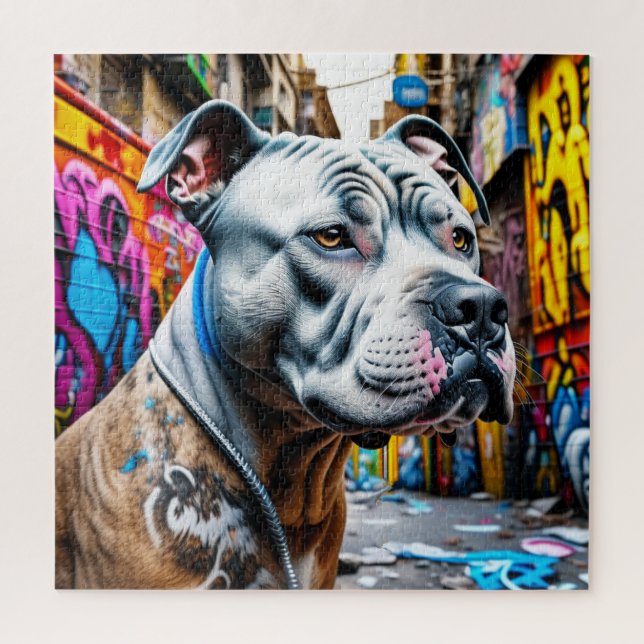 Quebra-cabeça Cidade de Arte de Grafite Urbano Pitbull (Vertical)