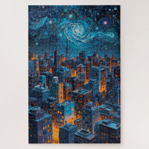 Quebra-cabeça Cidade de Estrelas & Luz – Paisagem Noturna Urbana