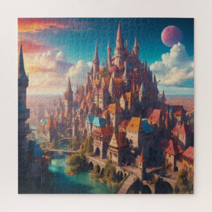 Quebra-cabeça Cidade de fantasia medieval vívida