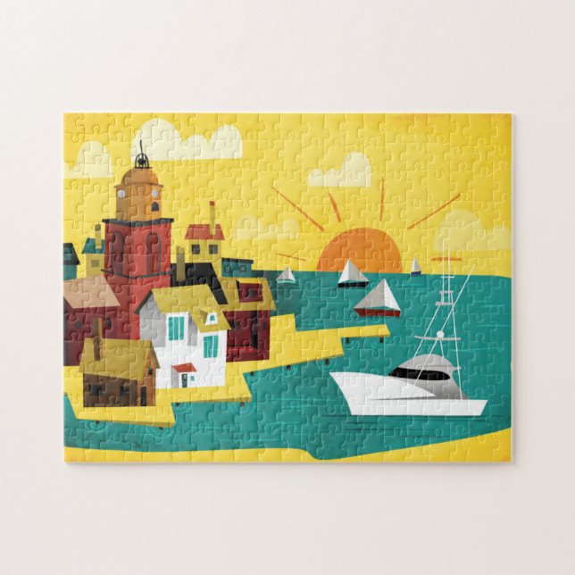 Quebra-cabeça Cidade de porto abstrata (Horizontal)